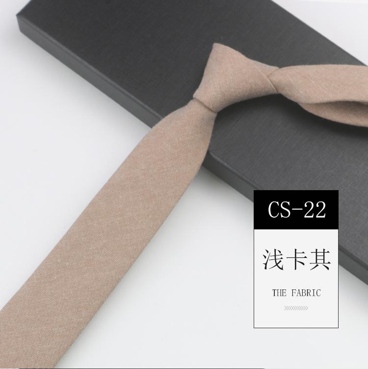 Men'S Tie Narrow 6Cm Hand-Made Cotton Casual Professional Shirt Literary And Simple Women'S College Pure Black Tie