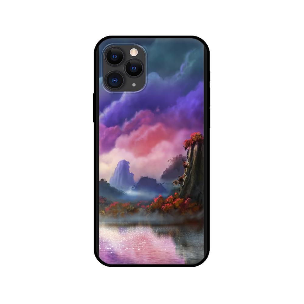 Black tpu case for iphone 5 5s se 2020 6 6s 7 8 plus x 10 XR XS 11 12 mini pro MAX back cover Winter Snow Mountain Scene