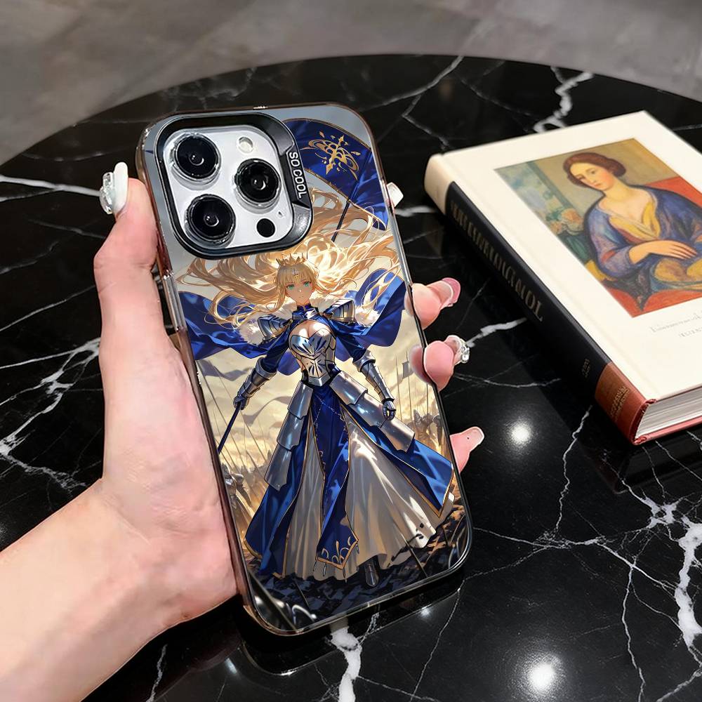 Fate Z-zero Stay Night cool S-Saber Phone Case For iPhone 17,16,15,14,13,12,11 Plus,Pro Max,Colored Silver Plated Inside Cover