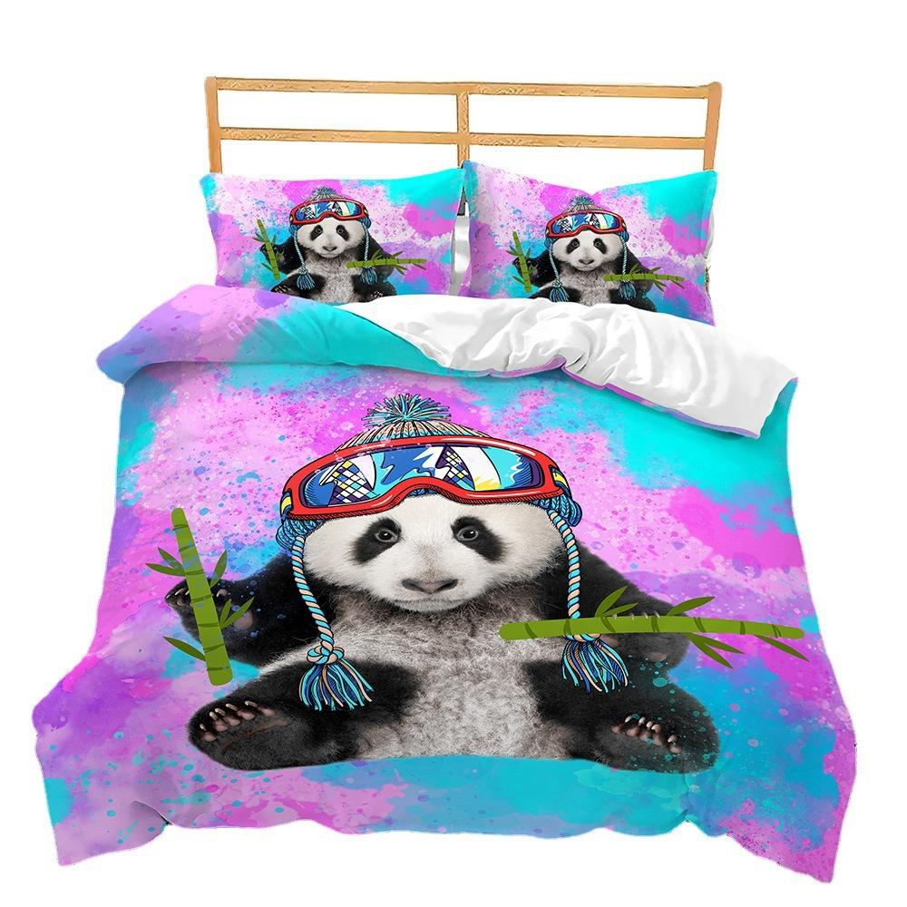 Hip Hop Ananas Müzik 3D Dijital Baskı Kit Yatak Üç Parça Yorgan Kılıfı