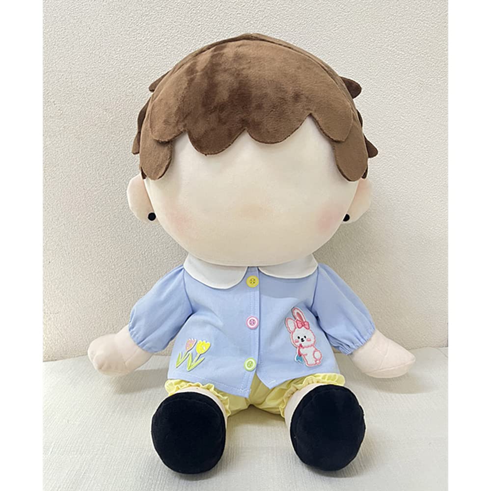Niannyyhouse 40cm Plush Clothes Set for Kindergarten, Loose Fit, Jacket and Shorts, Dress-Up, Cotton Doll, Accessories (Blue)