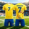 Hot Selling Fashion Summer New # Ronaldo #7 Football Jersey Sports Breathable Short Sleeved T-shirt+shorts Set Family Kids Tees