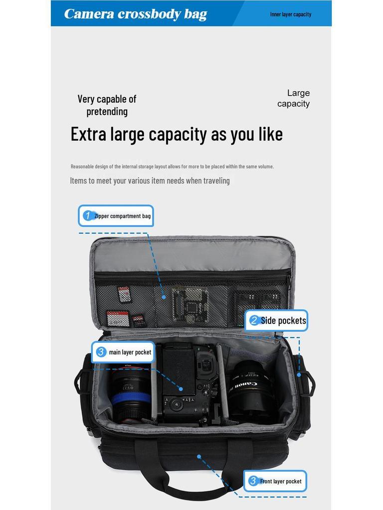 2024 Water-Repellent DSLR Crossbody Camera Bag for Outdoor Photography