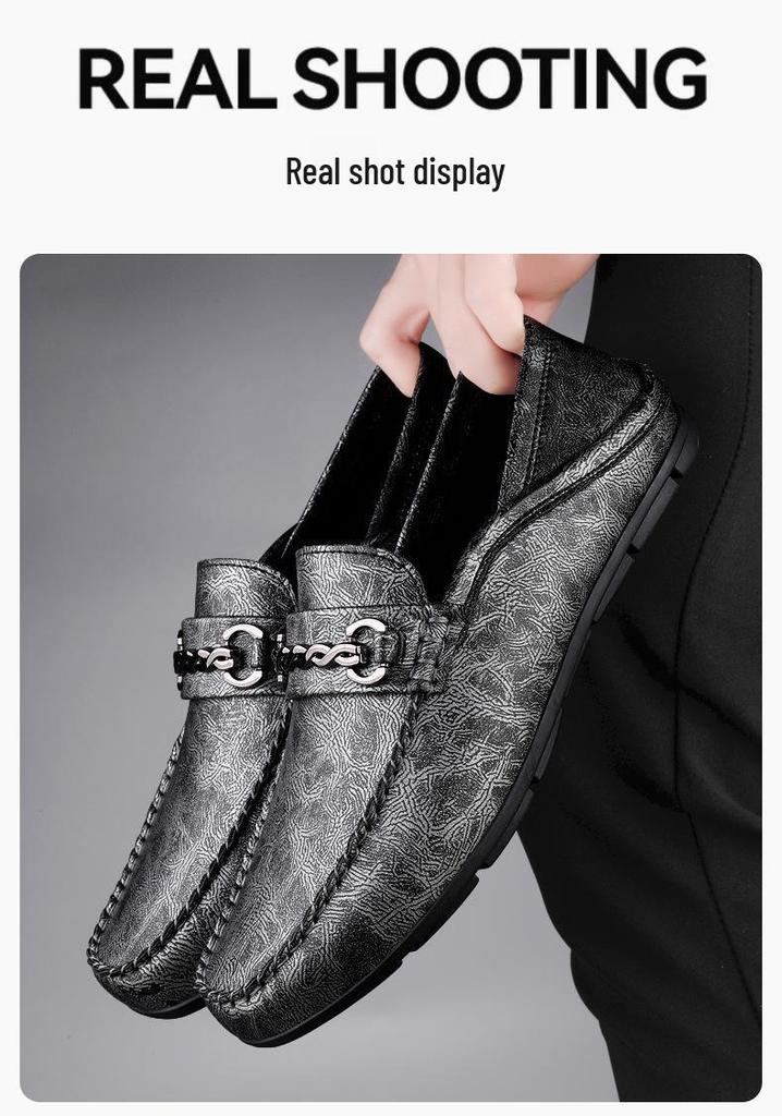 Men's Leather Slip-on Loafers: Large Size, Soft Sole, Casual & Business Style Driving Moccasins.