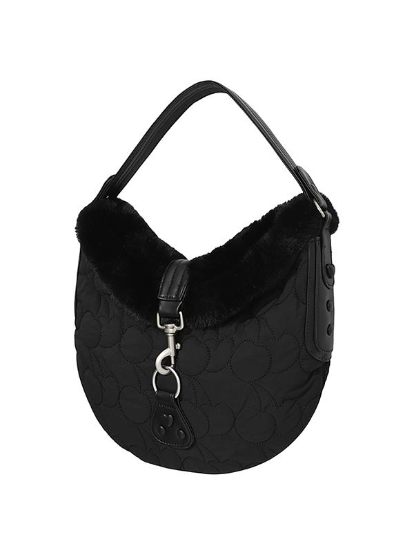 Kirsh Cherry Quilted Fur Handbag [Black]