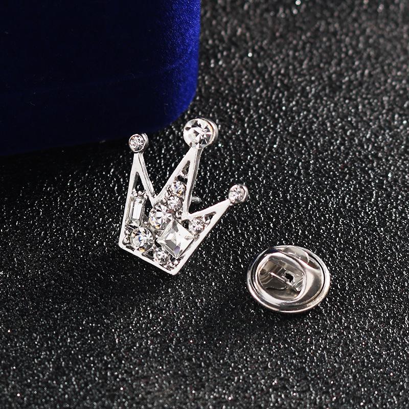 

Men s Rhinestone Crown Lapel Pin Collar Clip