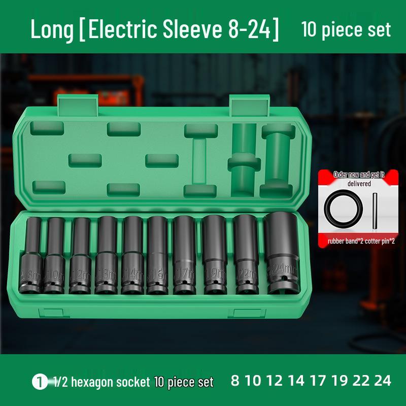 Umfassendes Elektroschrauber-Set mit verlängerten Sechskantstecknüssen – Groß, Mittel, Klein