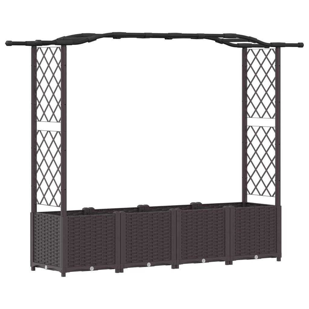 Elevated Planter with Trellis and Hanging Roof Brown 204 x 40 x 141 cm PP