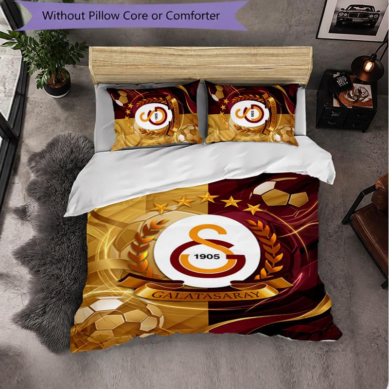 Biancheria da letto a tema Galatasaray FC Set 3 Pezzi Copripiumino Biancheria da letto decorativa per camera da letto per adolescenti Decorazione per la casa