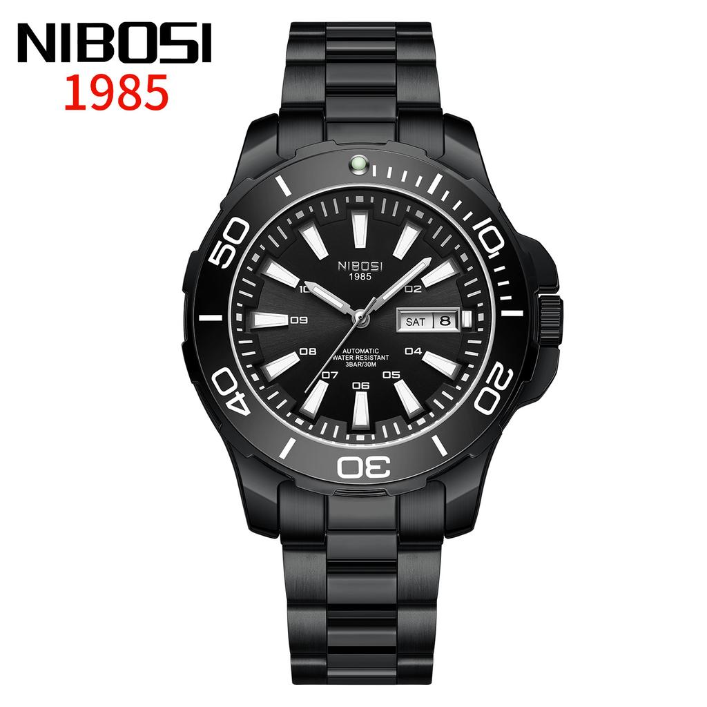 Nibosi Automatic Men'S Mechanical Watch Solid Steel Belt Multi-Function Luminous Waterproof