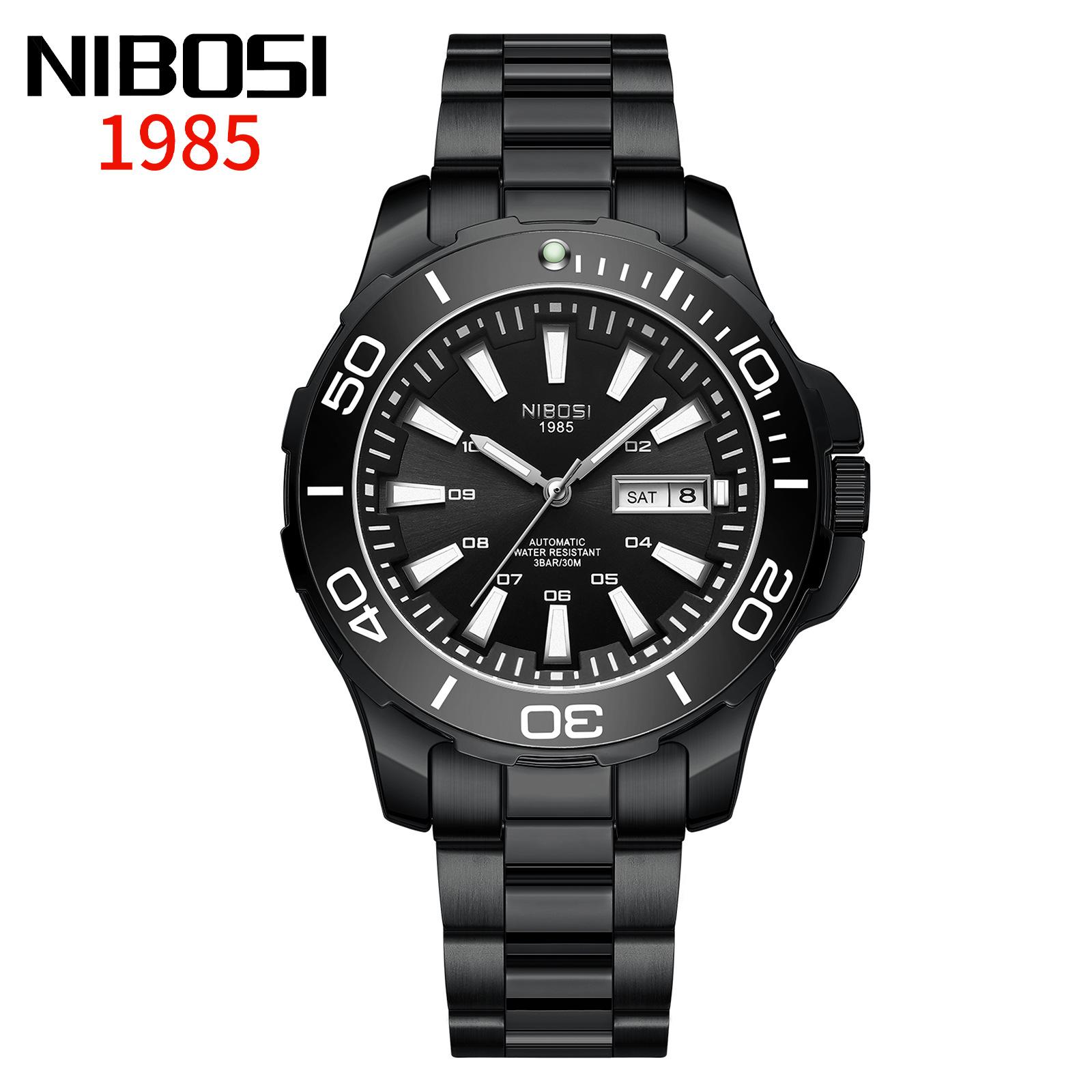 Nibosi Automatic Men S Mechanical Watch Solid Steel Belt Multi-Function Luminous Waterproof