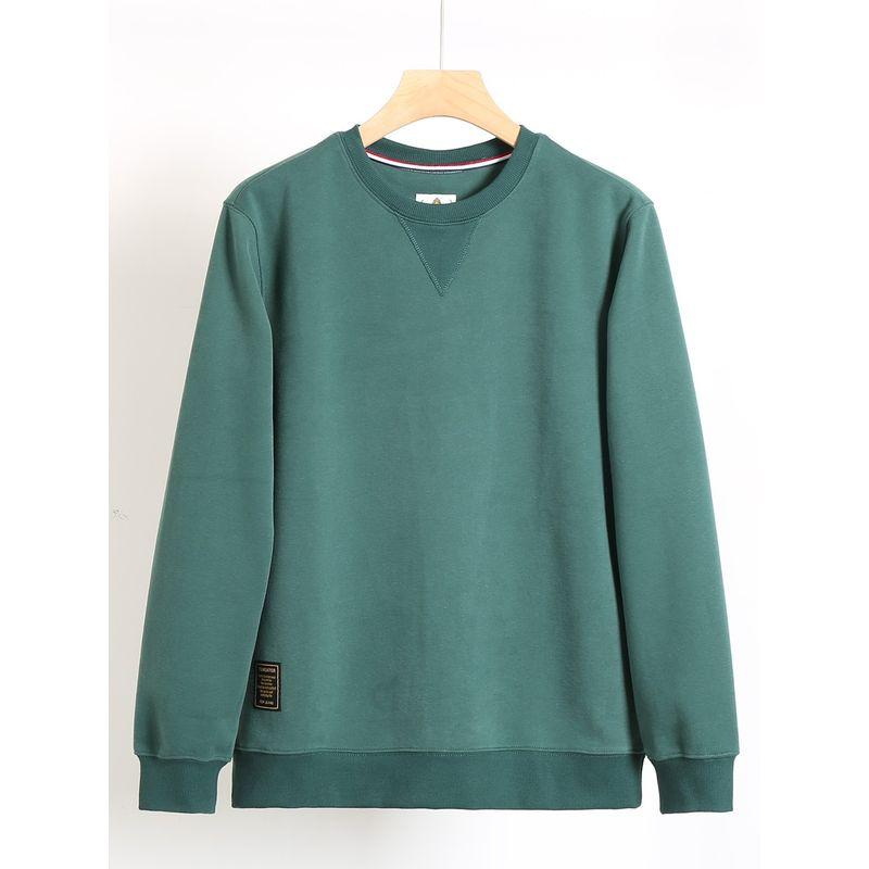 Japanese-Style Air Cotton Casual Sweatshirt for Men, Round Neck Pullover, Autumn Long-Sleeve T-Shirt, Unisex Style Top, Base Layer Jacket