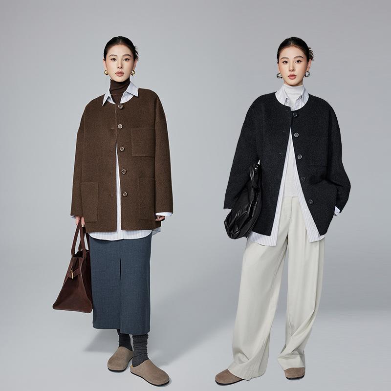 Double-sided Two-color Cashmere Coat for Women's Autumn and Winter New Models, Loose Casual Silk Wool Coat On Both Sides