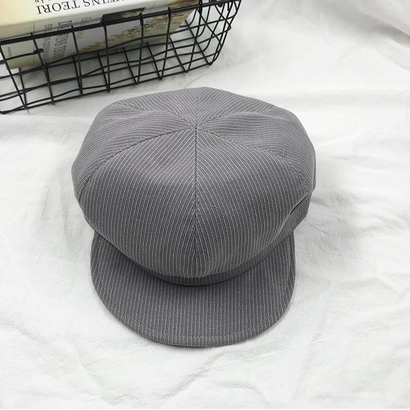 Octagonal hat female soft brim striped autumn and winter bud beret student painter hat cap casual versatile