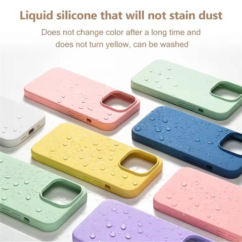 Soft Liquid Silicone Cases For Apple iPhone 16 11 12 13 14 15 Pro Max 14 15 16 PlusShockproof Bumper Cover Phone Accessories
