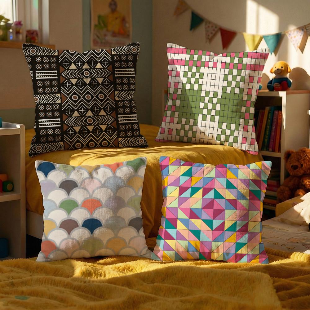 Woven Patterns Cushion Cover Set of Decorative Short Plush Pillow Covers for Sofa Soft Cushion Case x cm