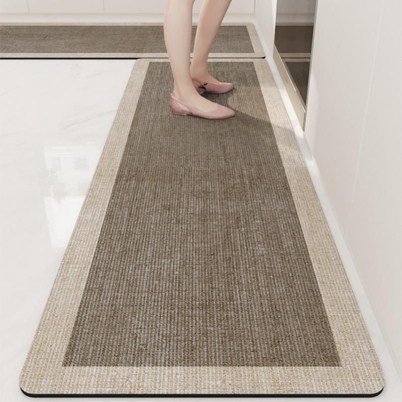Kitchen Floor Mat Non-Slip Oil-Proof Waterproof Carpet Simplicity Solid Color Pattern Rug Long Size Home Decor Mats