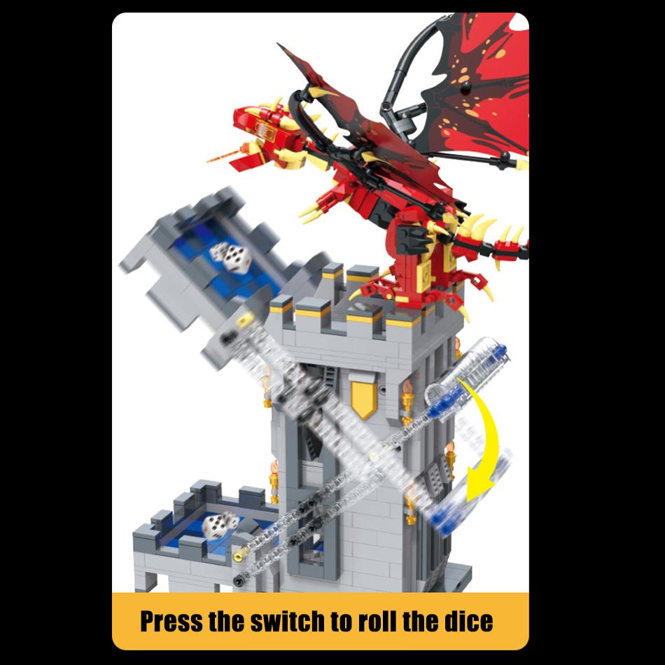 1176Pcs MOC Dragons Game Roller Dice Tower Building Blocks Set And Dungeonsed Self-Loading Dice Bricks Toys Kids Christmas Gift