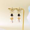 1 Pair of Fashion Christmas New Year Earrings Creative Pearl and Diamond Snowflake Snowman Christmas Earrings Crystal Holiday Ear Hook Zircon Earrings