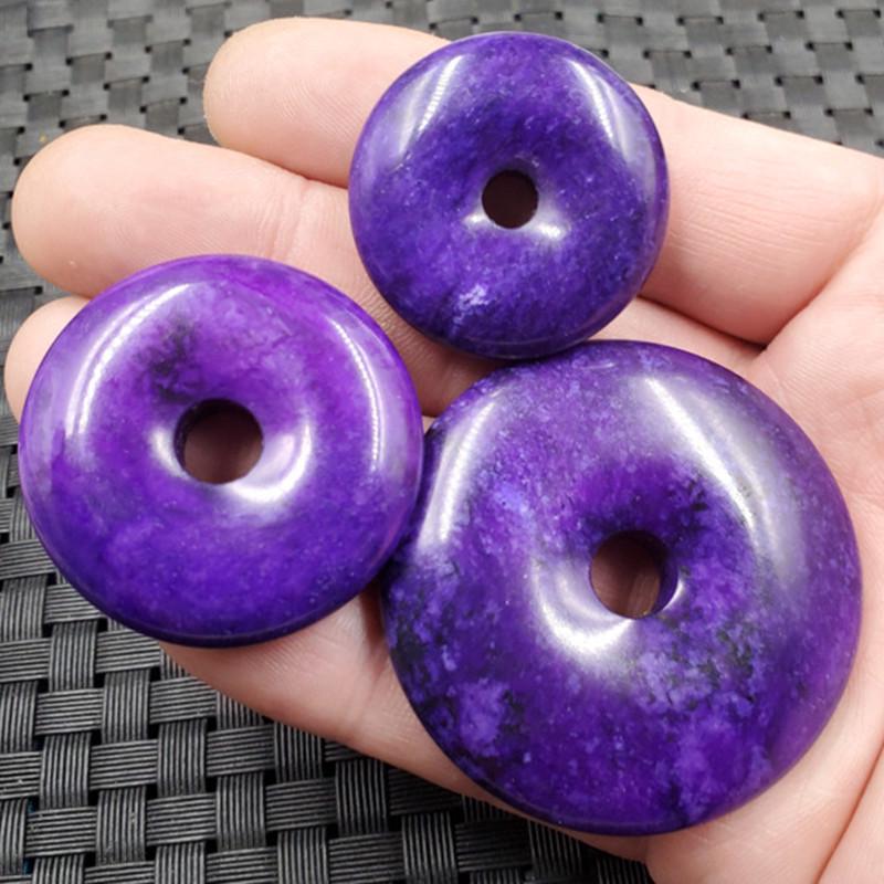 Lantian Jade Buckle Pendant Necklace in Purple Jade Diameter approx. 30mm