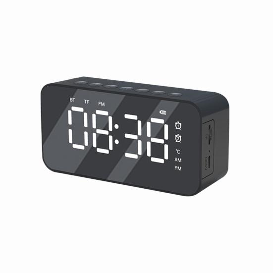 Q6 Bluetooth-compatible 5.0 Wireless Rechargeable Stereo Speaker Radio Alarm Clock Mirror