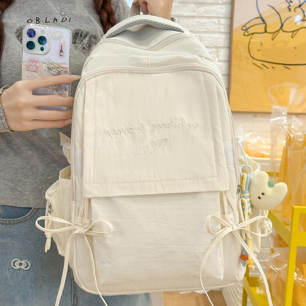 Schoolbag Large Capacity Solid Color Backpack Women's 1011 New High Value Cute Student Schoolbag Versatile Travel Backpack Tide