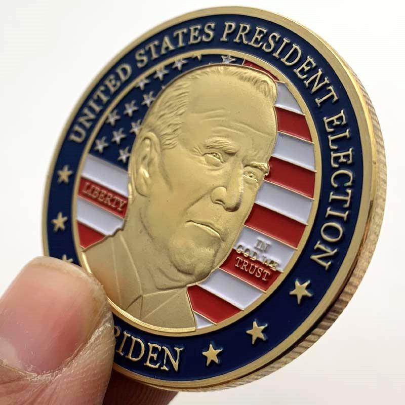 Zlatá mince, 2020 Biden Pozlacená pamětní mince, Sběratelská mince, Zlatá mince s postavou, Pamětní odznak mince