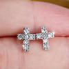Classic Cross White Zircon Round Stone Stud Earrings For Women Vintage Silver Color Wedding Earring Valentines Day Jewelry Gifts