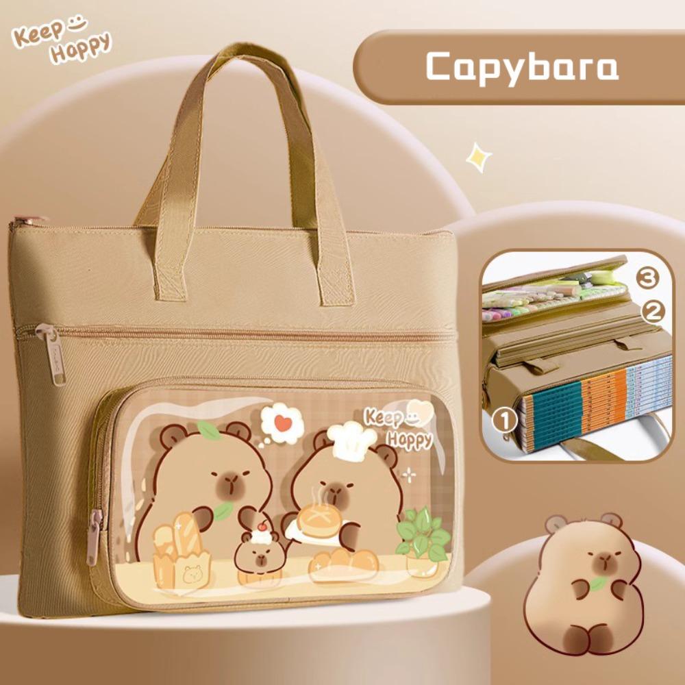 

Трехслойная сумка-тоут для книг Астронавт/Капибара/Панда/Милая девушка Ручная сумка для файлов Мальчики Девочки Capybara