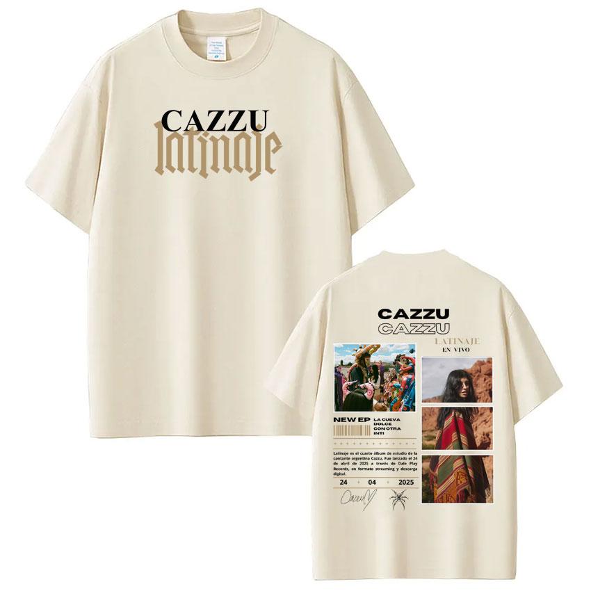 Singer Cazzu Latinaje Album Retro Print T Shirt Men Women Fashion Tshirt Shortsleeved Cotton Harajuku Casual Tshirts Fan Gift