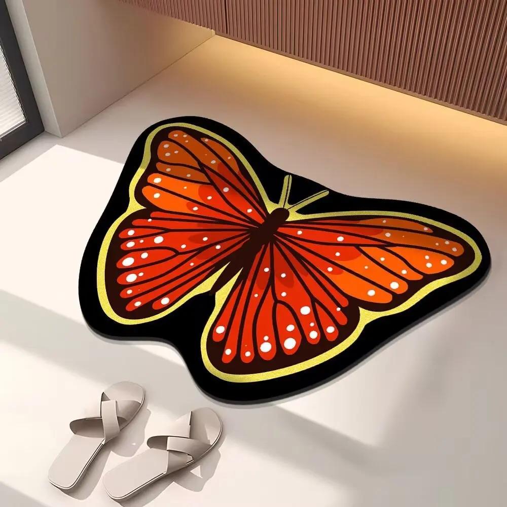 Butterfly Bathroom Absorbent Floor Mat, Diatom Mud, Toilet, Toilet Door Sink, Non-slip Foot Pad, Door Mat