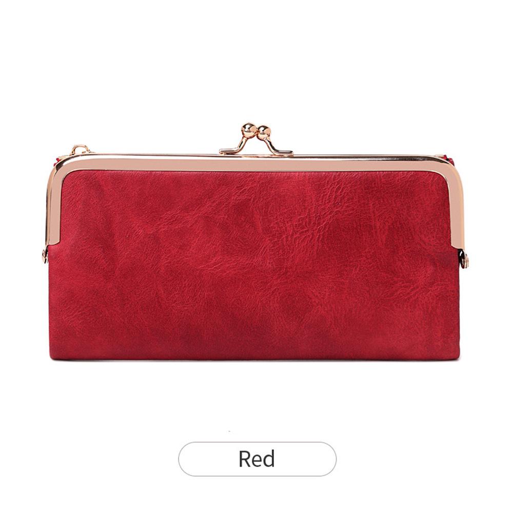 

Многофункциональные длинные кошельки, сумка для мобильного телефона, однотонный кошелек на молнии с несколькими картами, женский держатель для карт, винтажный кошелек-клатч для монет красный