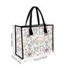 Boho Floral Heart Print Canvas Tote Bag Casual Large Capacity Shopping Handbag for Women Daily Use