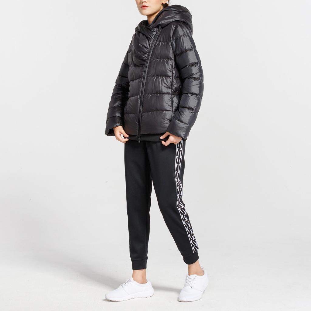 Nike Solid Logo Outdoor Quilted Lightweight Printed Zipper Hooded Down Jacket Women Jacket Black AJ7426-010