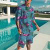 Men's Beach Set T-shirt Vacation Casual Beach Pants Suit Fashion Full Print Set Top Tees Short Two Sets