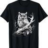 Owl Artwork Animal Lovers Animal Print Portrait Drawing T-Shirt