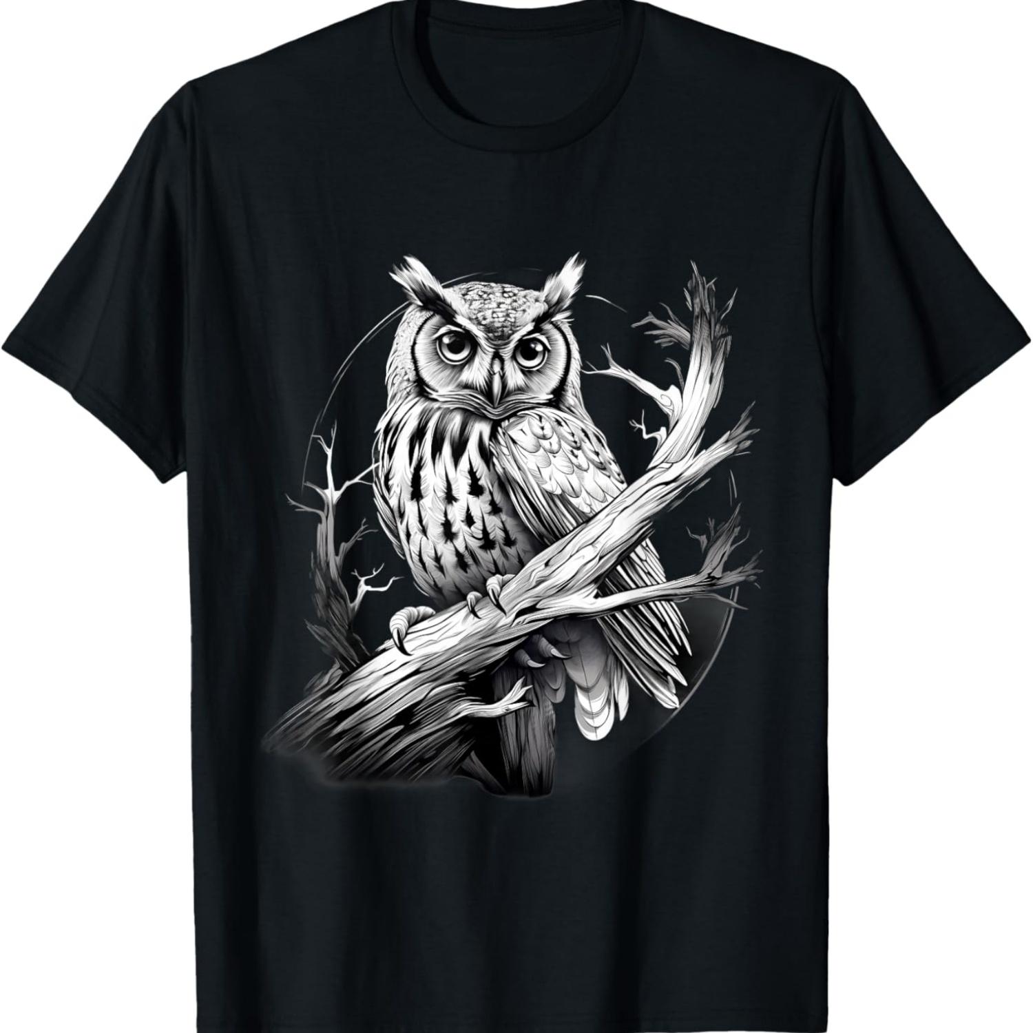 Сова Искусство Любители Животных Принт Животного Портрет Рисунок Футболка S