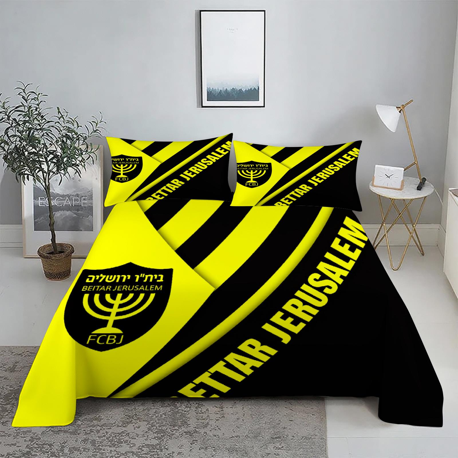 

3 шт. Постільна білизна Fc Beitar Jerusalem Ізраїль Футбольний комплект постільної білизни Односпальний Twin Queen King Розмір Повний комплект Постільна білизна Постільна білизна Для дітей EU Double(200*200cm)3pcs