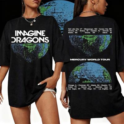 202526 Hot Sale Imagine Dragons Loom World Tour Cover TShirt Mens Womens Leisure Hip Hop Pop Street Cotton TShirt Top