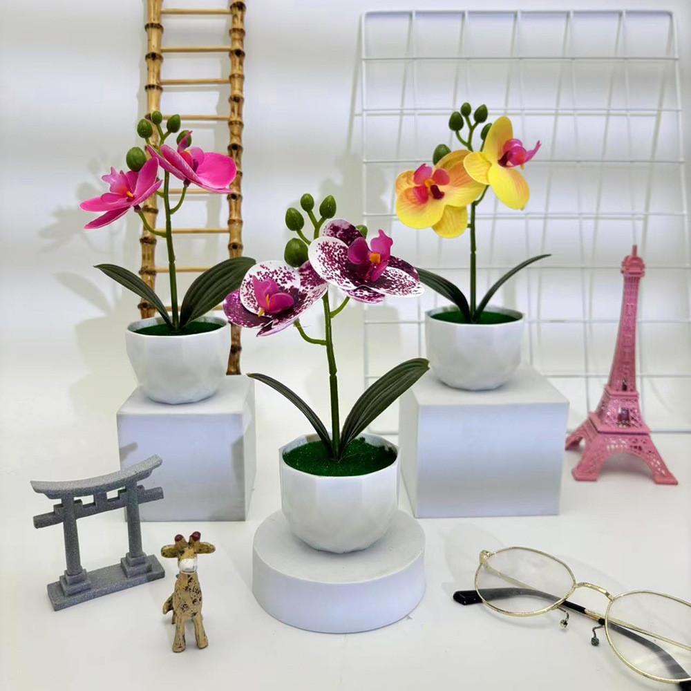 Phalaenopsis Artificial Pot Flower Bonsai For Event Decoration Prop And Home