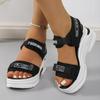 2025 New Women Sport Sandals Slope Heel Elevated Platform Shoes Girls Outdoor Leisure High Heeled Fish Mouth Sandals