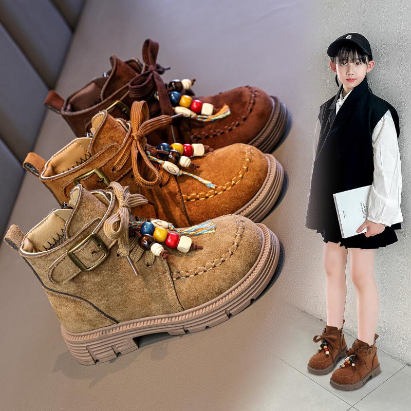 Children's Boy's Girl's Western Style Winter New Breathable Non-Slip Comfortable Low-Heel Flat-Heel Boots