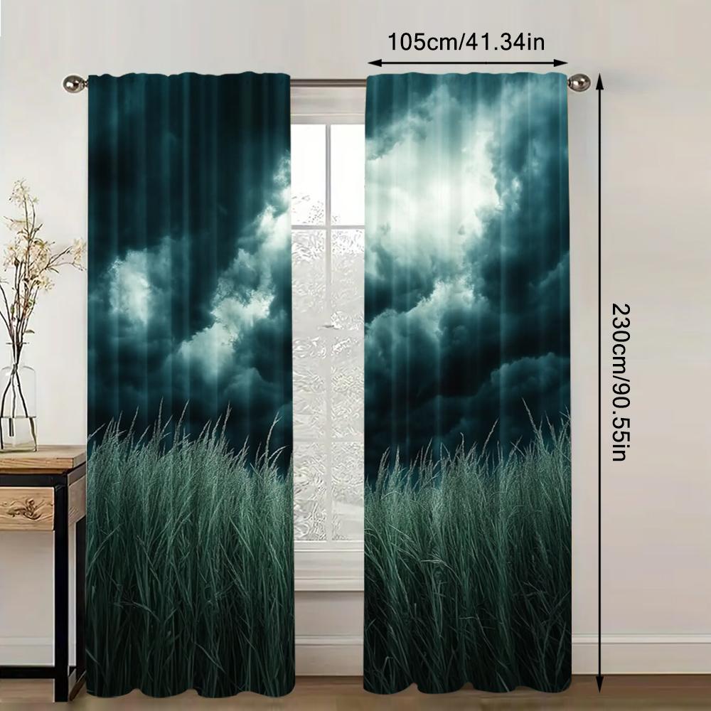 2pc, Window Curtains Dramatic Sky Polyester,Without Electricity Party Decorations Applies To Classroom, Office