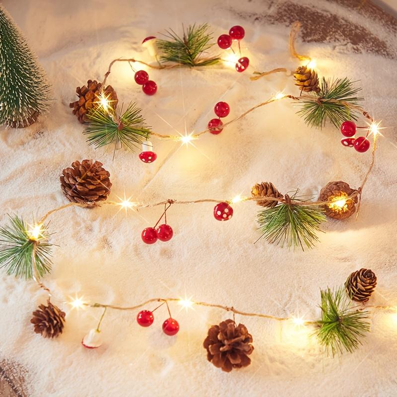 High Quality1pc, Christmas Decoration Light String, Green Leaf Pine Needle (Plastic Pine Cone) Mushroom Light Decoration, New Year Decoration, No