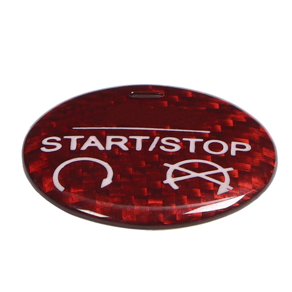 Red Carbon Fiber Engine Start Stop Button Cover Trim Decor Fit for Ford Mustang GT 15 19