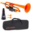 pInstruments pTrumpet Bb Plastic Wind Instrument Trumpet Bundle Set Denis Wick Mute 5571 Mouthpiece and Carrying (PTRUMPET1OR) + [Includes Bag]