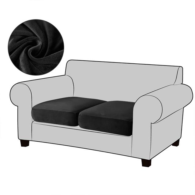 White Velvet Sofa Seat Cushion Cover Elastic For Living Room Corner Couch Cover Stretch Sofas Case Seat Slipcover 1 2 3 4 Seater for Home