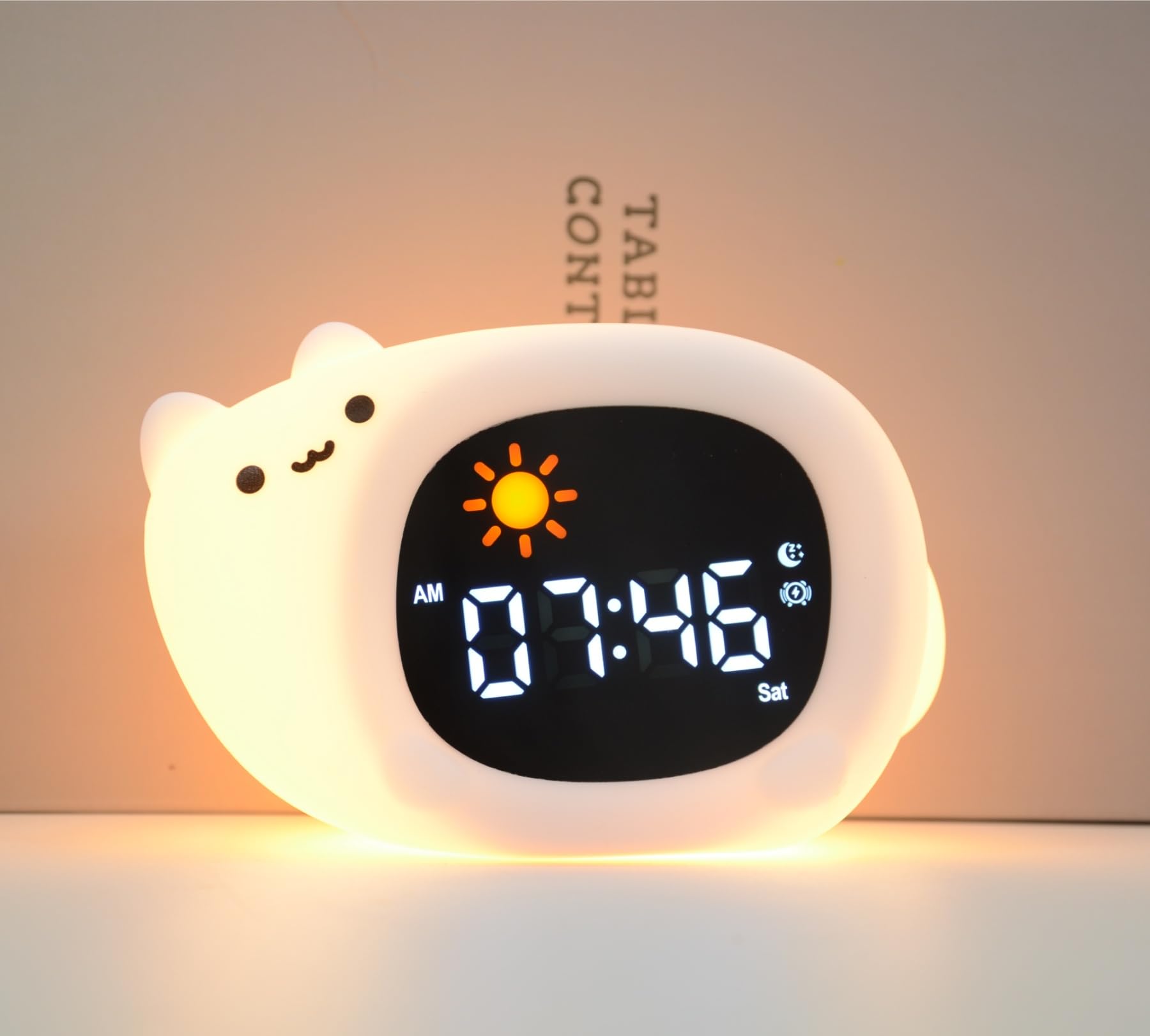 

YAVINCOL Alarm Clock, Night Light, Nursing Light, Bedside Lamp, Bedroom Lamp, Soft Silicone, Tap Sensor, Warm LED, Ambient Lighting, Sleep Light, USB