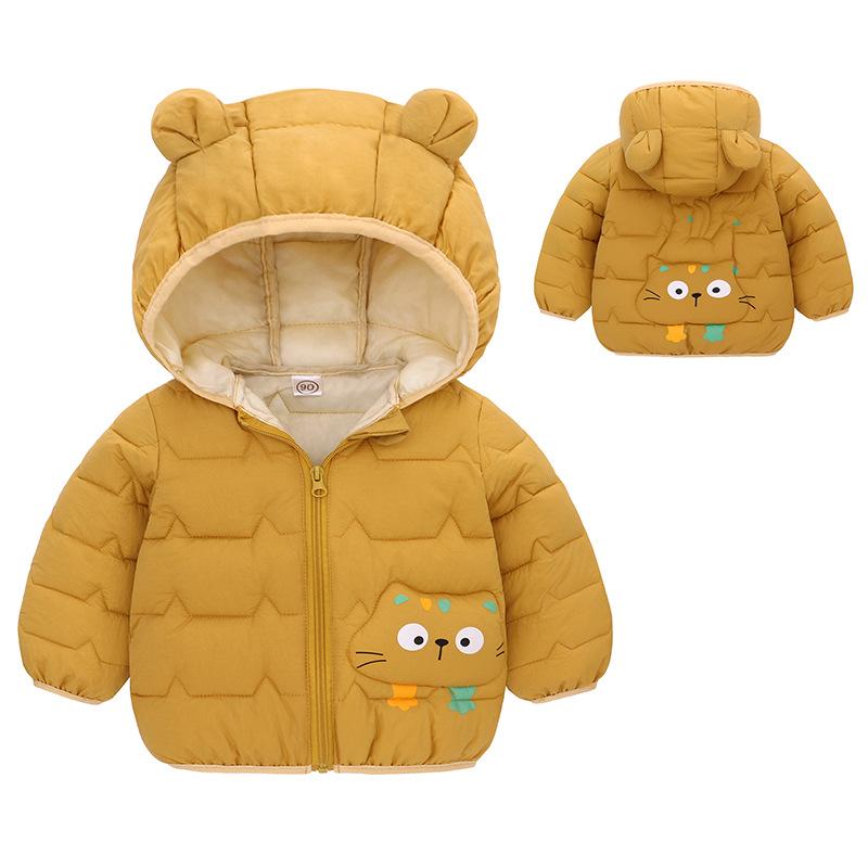 Autumn Winter Baby Down Cotton Jacket Winter Cute Cartoon Coat Boys Girls Hooded Warm for Children's Outerwear