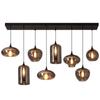 Postmodern Multi-Head Smoke Grey Glass Chandelier for Restaurants and Cafes